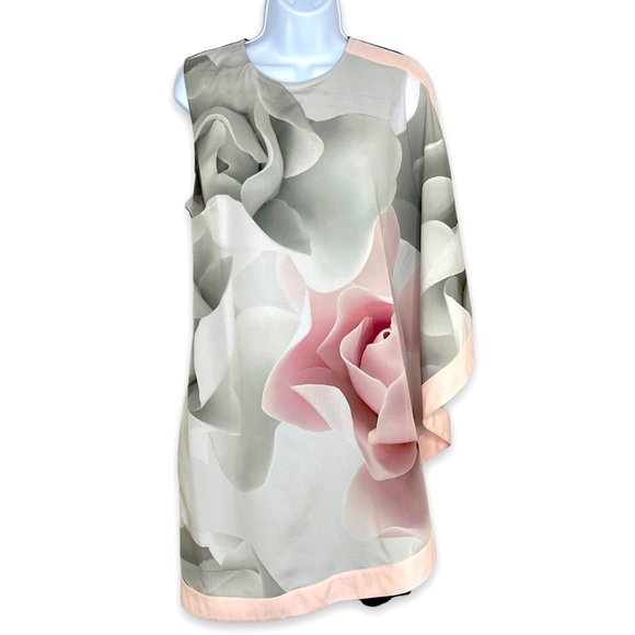 Ted Baker Lizeey Porcelain Rose Print Layered Jersey Sheath Dress Size 4 - Picture 1 of 6